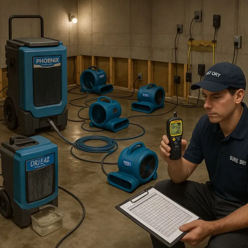 Structural Drying and Dehumidification process in Winnie, TX